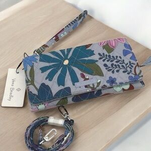 Vera Bradley Bengal Lily Convertible Crossbody Wallet with accessory strap